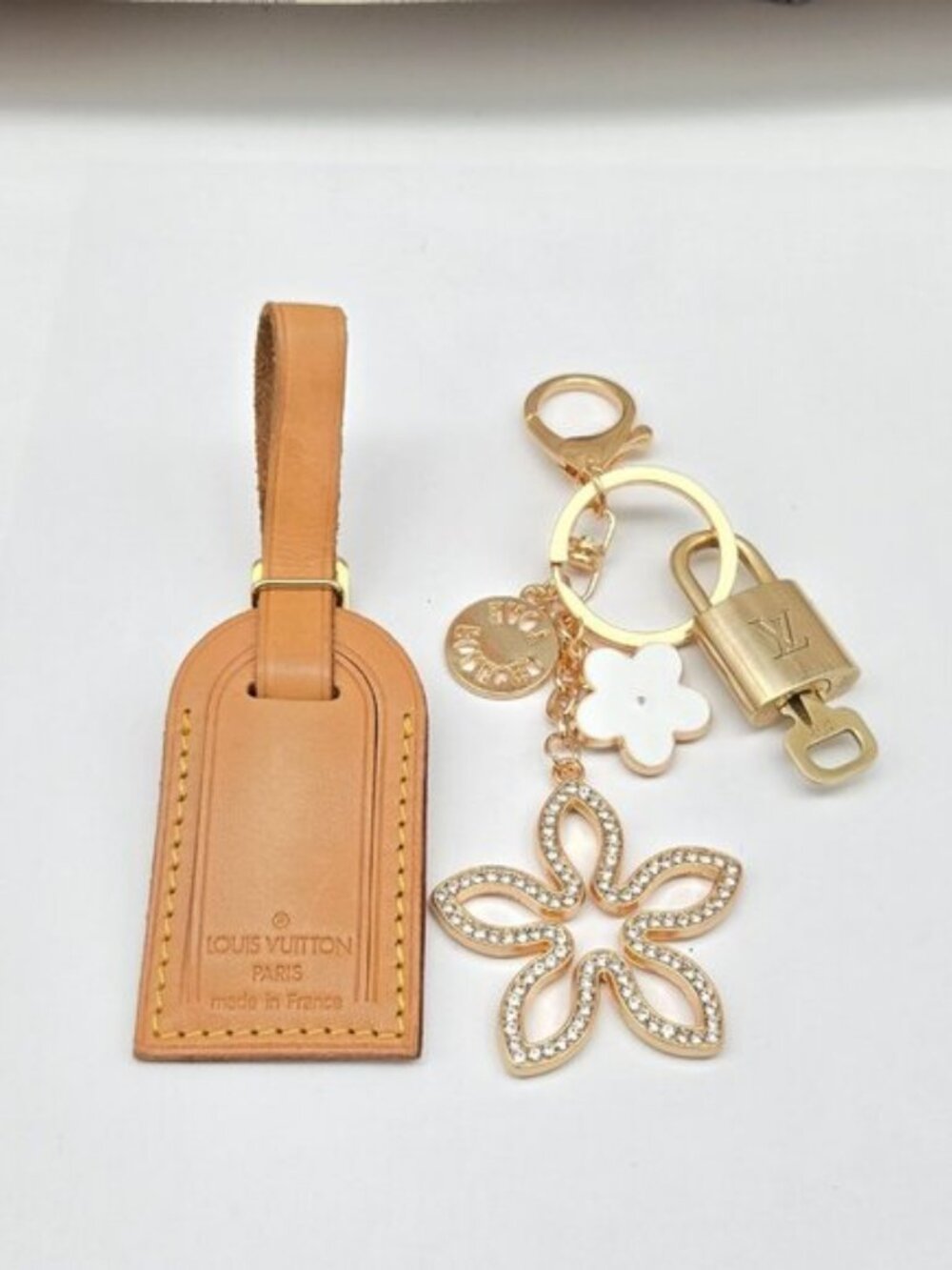 Authentic Louis Vuitton Luggage Nametag and Gold Padlock with Unbranded Keycharm - Picture 7 of 9
